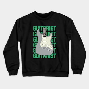 Guitarist Repeated Text S-Style Electric Guitar Body Crewneck Sweatshirt